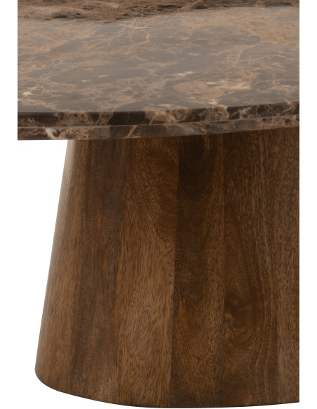 Table basse Ovale en Marbre Bois de manguier Marron Bryxor - 5