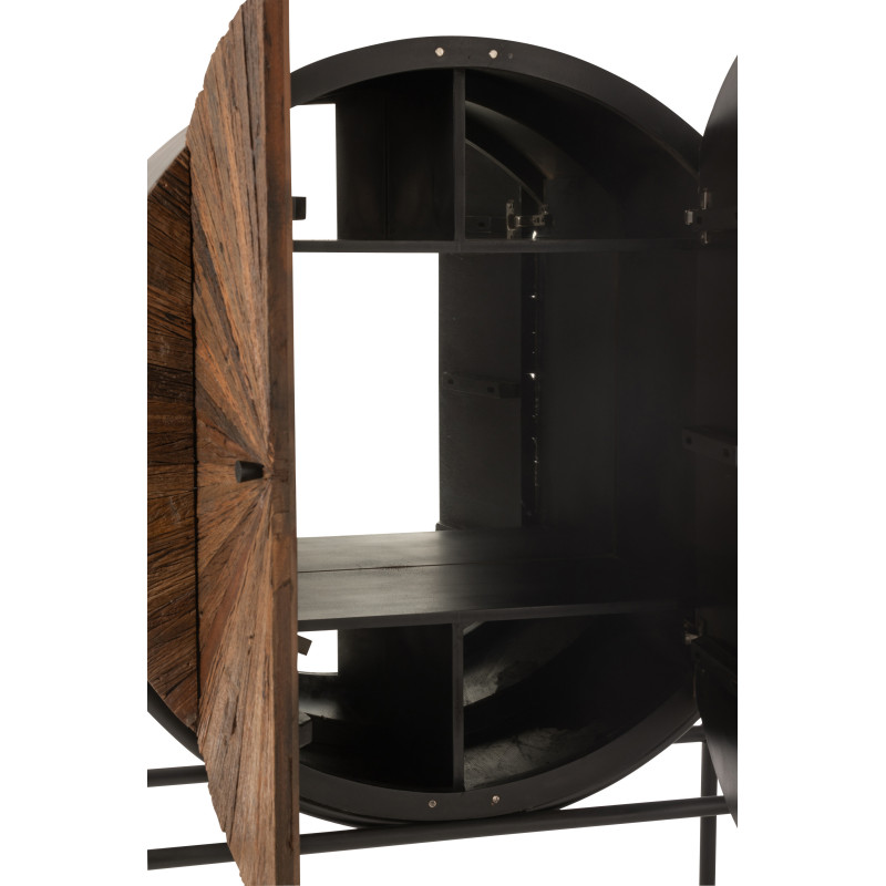 Buffet moderne Haut 2 portes en Bois recyclé Marron Métal Noir Shanil - 9