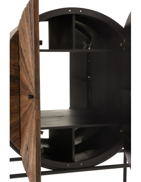 Buffet moderne Haut 2 portes en Bois recyclé Marron Métal Noir Shanil - 9