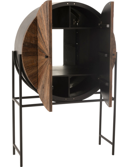 Buffet moderne Haut 2 portes en Bois recyclé Marron Métal Noir Shanil - 10