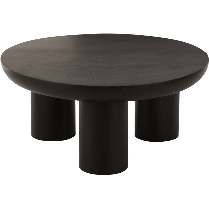 Table basse moderne Ronde en Bois de manguier Noir Trio - 1