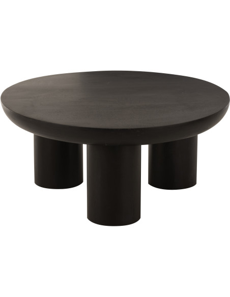 Table basse moderne Ronde en Bois de manguier Noir Trio - 1
