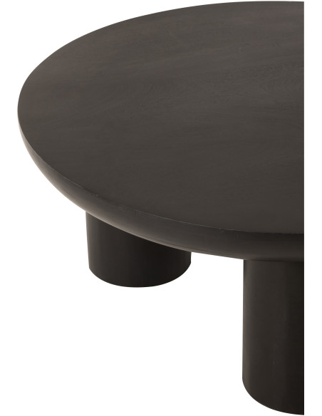 Table basse moderne Ronde en Bois de manguier Noir Trio - 4