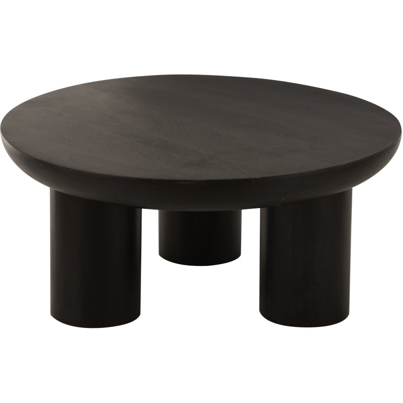 Table basse moderne Ronde en Bois de manguier Noir Trio - 5