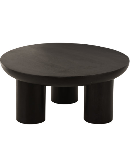 Table basse moderne Ronde en Bois de manguier Noir Trio - 5