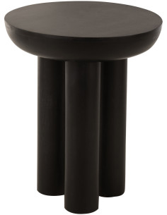Table d'appoint moderne Ronde en Bois de manguier Noir Trio - 1