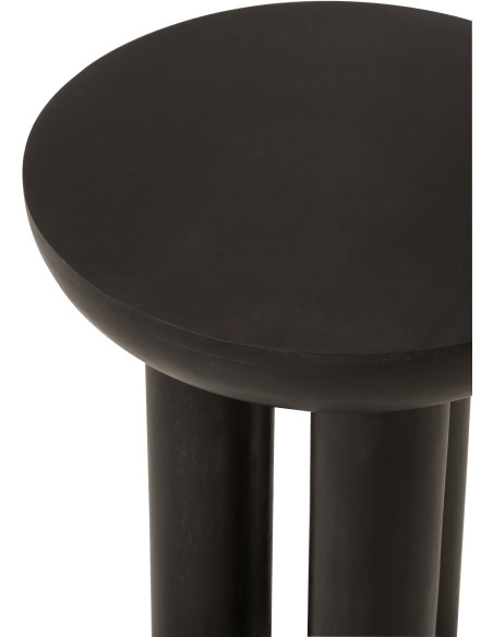Table d'appoint moderne Ronde en Bois de manguier Noir Trio - 3