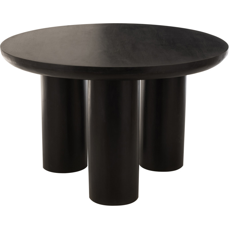 Table à manger moderne Ronde 6 personnes en Bois de manguier Noir Trio - 1