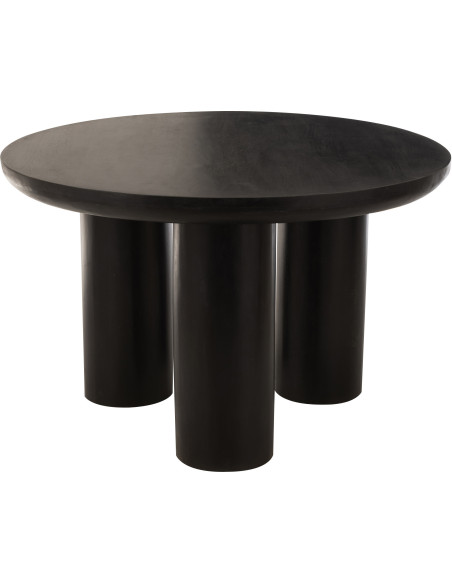 Table à manger moderne Ronde 6 personnes en Bois de manguier Noir Trio - 1