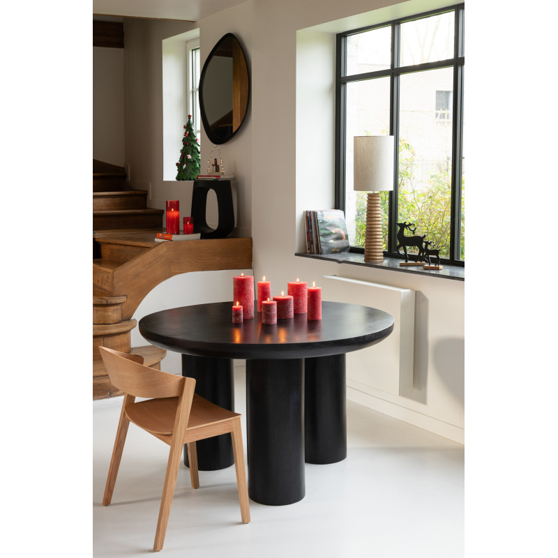 Table à manger moderne Ronde 6 personnes en Bois de manguier Noir Trio - 2