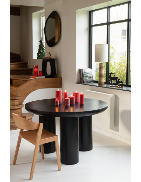 Table à manger moderne Ronde 6 personnes en Bois de manguier Noir Trio - 2