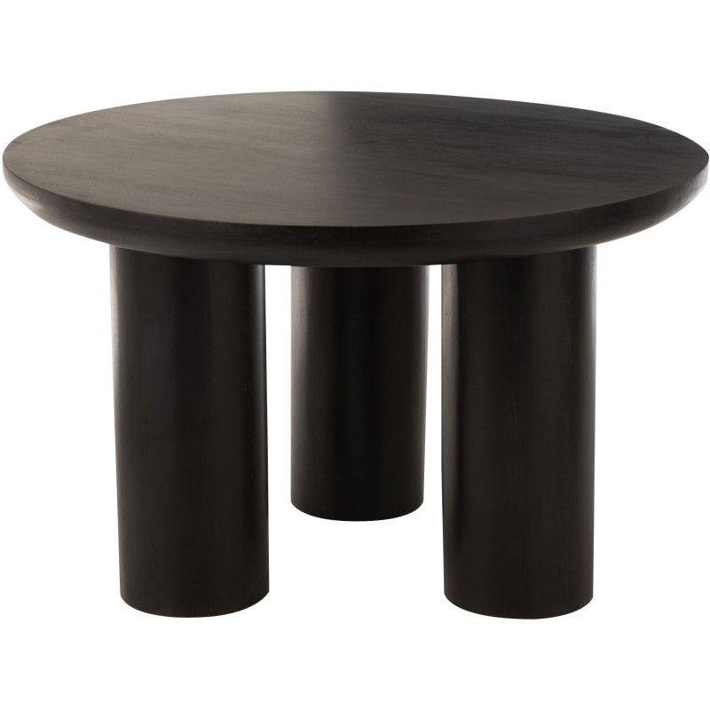 Table à manger moderne Ronde 6 personnes en Bois de manguier Noir Trio - 3