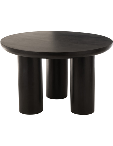 Table à manger moderne Ronde 6 personnes en Bois de manguier Noir Trio - 3