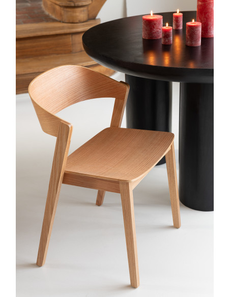 Table à manger moderne Ronde 6 personnes en Bois de manguier Noir Trio - 6