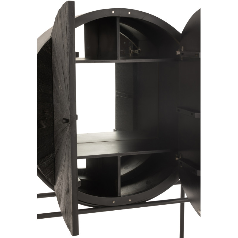 Buffet moderne Haut 2 portes en Bois recyclé Métal Noir Shanil - 9