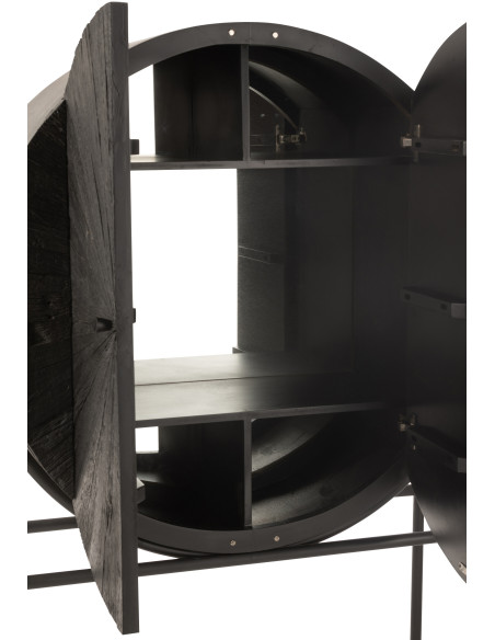 Buffet moderne Haut 2 portes en Bois recyclé Métal Noir Shanil - 9