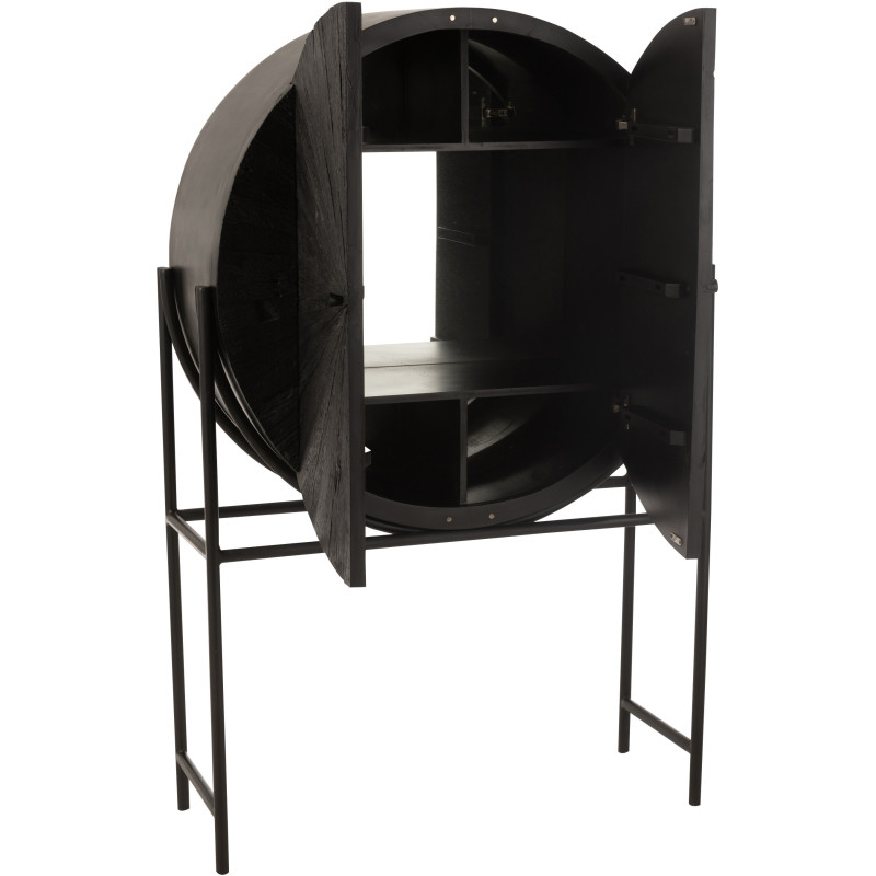 Buffet moderne Haut 2 portes en Bois recyclé Métal Noir Shanil - 10