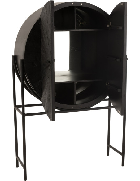 Buffet moderne Haut 2 portes en Bois recyclé Métal Noir Shanil - 10