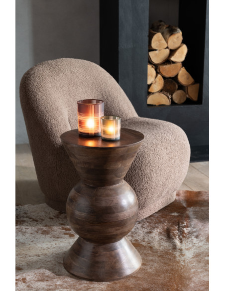 Table d'appoint moderne Ronde en Bois de manguier Marron Candy - 2