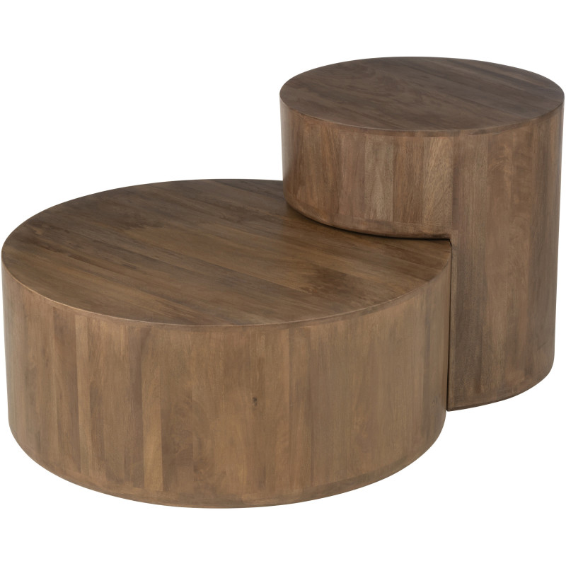 Table basse moderne Ronde en Bois de manguier Marron Toge (Lot de 2) - 1