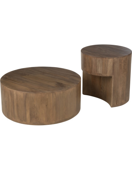 Table basse moderne Ronde en Bois de manguier Marron Toge (Lot de 2) - 3