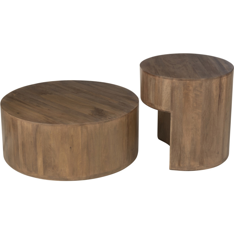 Table basse moderne Ronde en Bois de manguier Marron Toge (Lot de 2) - 4