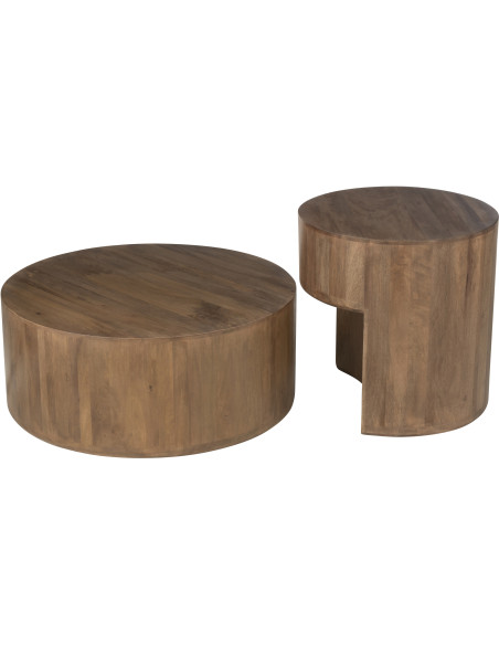 Table basse moderne Ronde en Bois de manguier Marron Toge (Lot de 2) - 4
