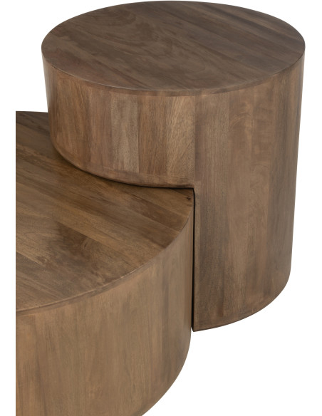 Table basse moderne Ronde en Bois de manguier Marron Toge (Lot de 2) - 6