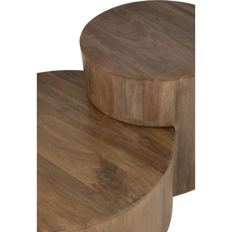 Table basse moderne Ronde en Bois de manguier Marron Toge (Lot de 2) - 8