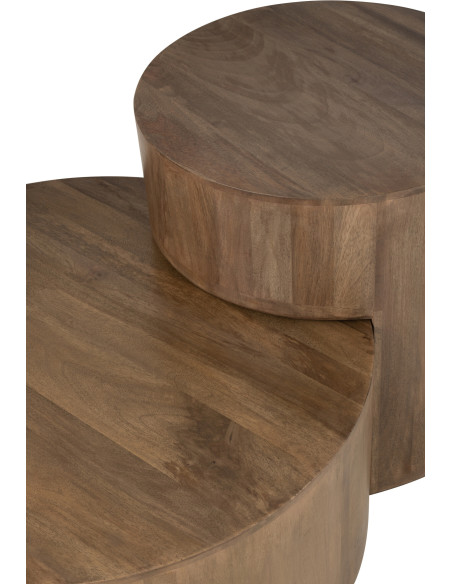 Table basse moderne Ronde en Bois de manguier Marron Toge (Lot de 2) - 8