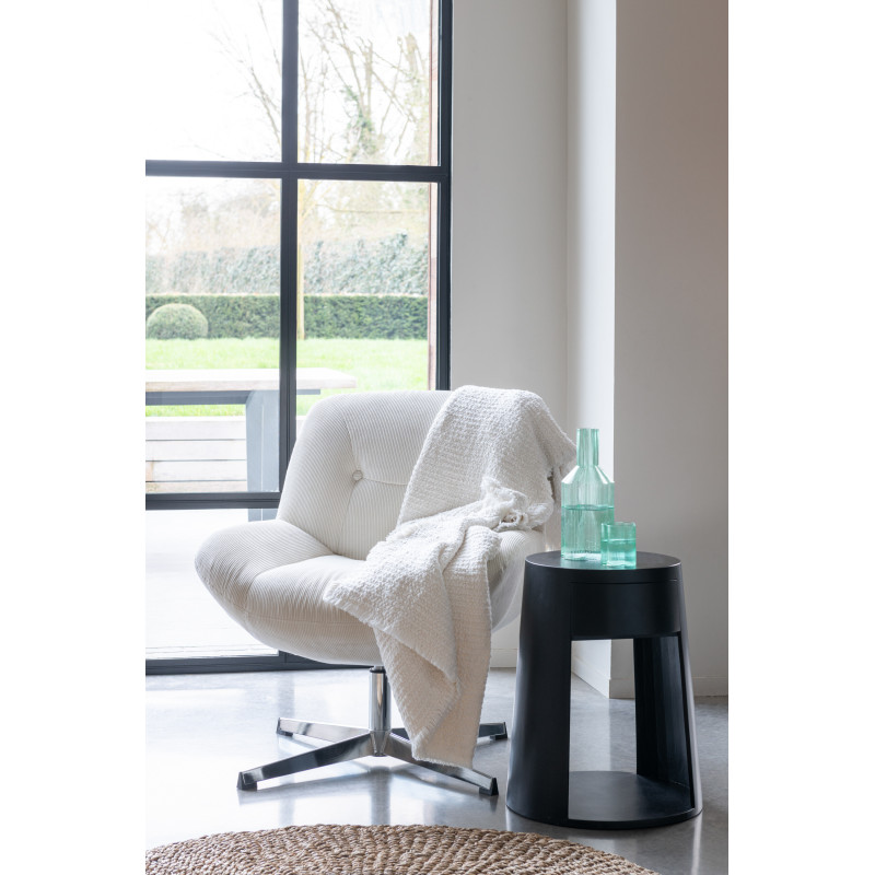 Table d'appoint moderne Ronde 1 tiroir en Bois de manguier Noir Drawn - 2