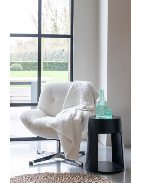 Table d'appoint moderne Ronde 1 tiroir en Bois de manguier Noir Drawn - 2