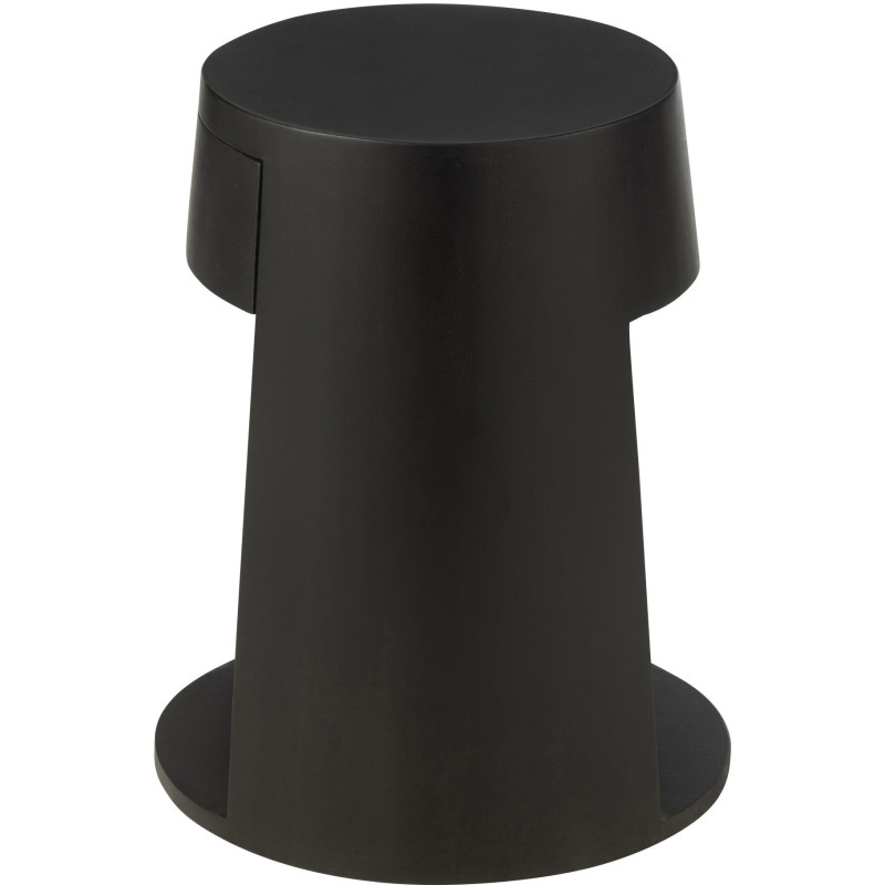 Table d'appoint moderne Ronde 1 tiroir en Bois de manguier Noir Drawn - 4