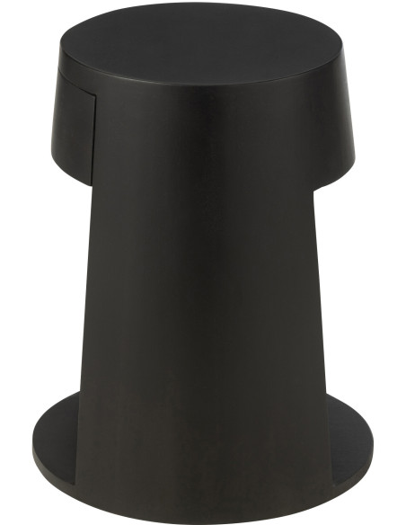 Table d'appoint moderne Ronde 1 tiroir en Bois de manguier Noir Drawn - 4