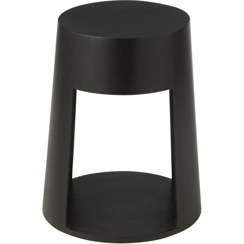 Table d'appoint moderne Ronde 1 tiroir en Bois de manguier Noir Drawn - 5