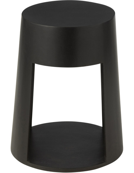 Table d'appoint moderne Ronde 1 tiroir en Bois de manguier Noir Drawn - 5