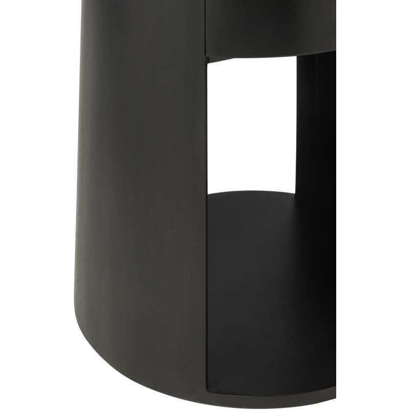 Table d'appoint moderne Ronde 1 tiroir en Bois de manguier Noir Drawn - 6
