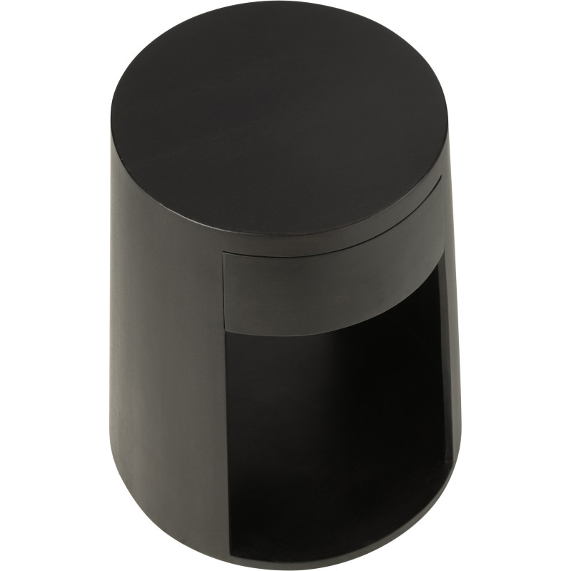 Table d'appoint moderne Ronde 1 tiroir en Bois de manguier Noir Drawn - 7