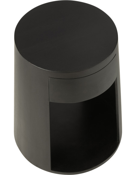Table d'appoint moderne Ronde 1 tiroir en Bois de manguier Noir Drawn - 7