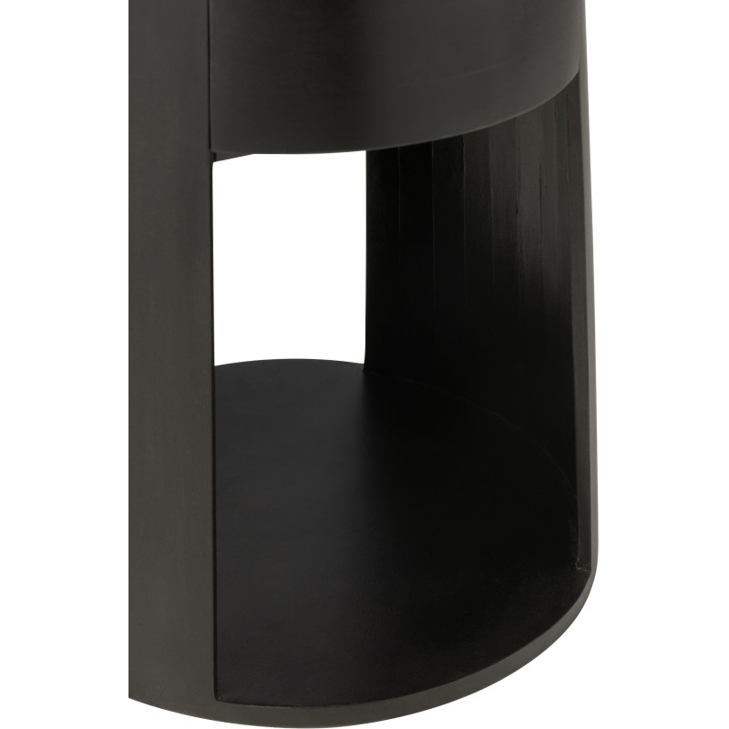 Table d'appoint moderne Ronde 1 tiroir en Bois de manguier Noir Drawn - 8