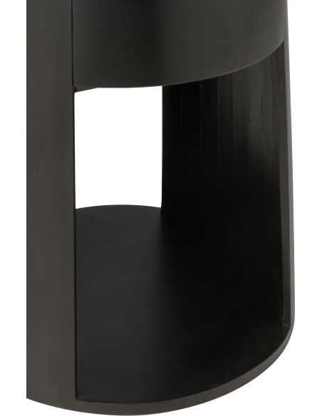 Table d'appoint moderne Ronde 1 tiroir en Bois de manguier Noir Drawn - 8