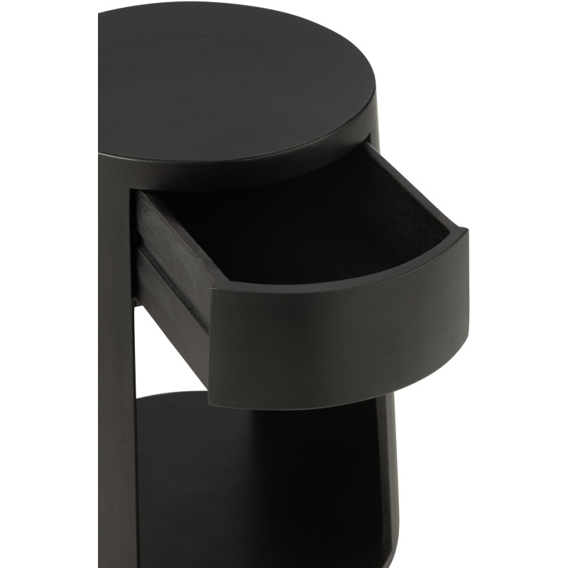 Table d'appoint moderne Ronde 1 tiroir en Bois de manguier Noir Drawn - 9