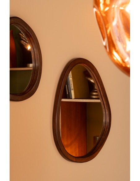 Miroir moderne Mural Irrégulier 40x39 en Bois de manguier Marron Whisp - 2