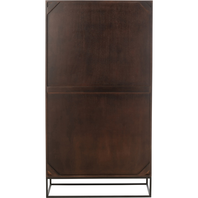 Bibliothèque moderne 1 porte 7 niches en Bois de manguier Marron Métal Noir Mode - 5