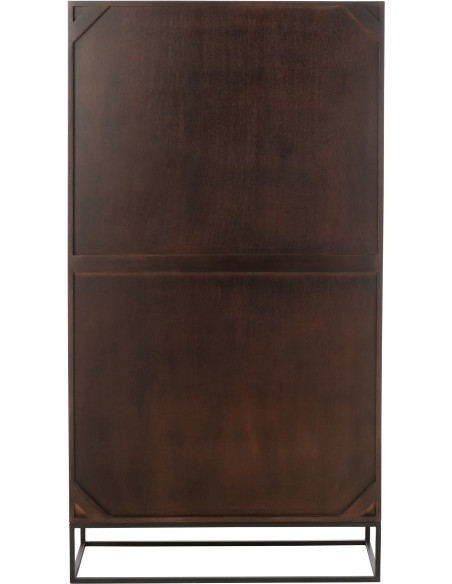 Bibliothèque moderne 1 porte 7 niches en Bois de manguier Marron Métal Noir Mode - 5