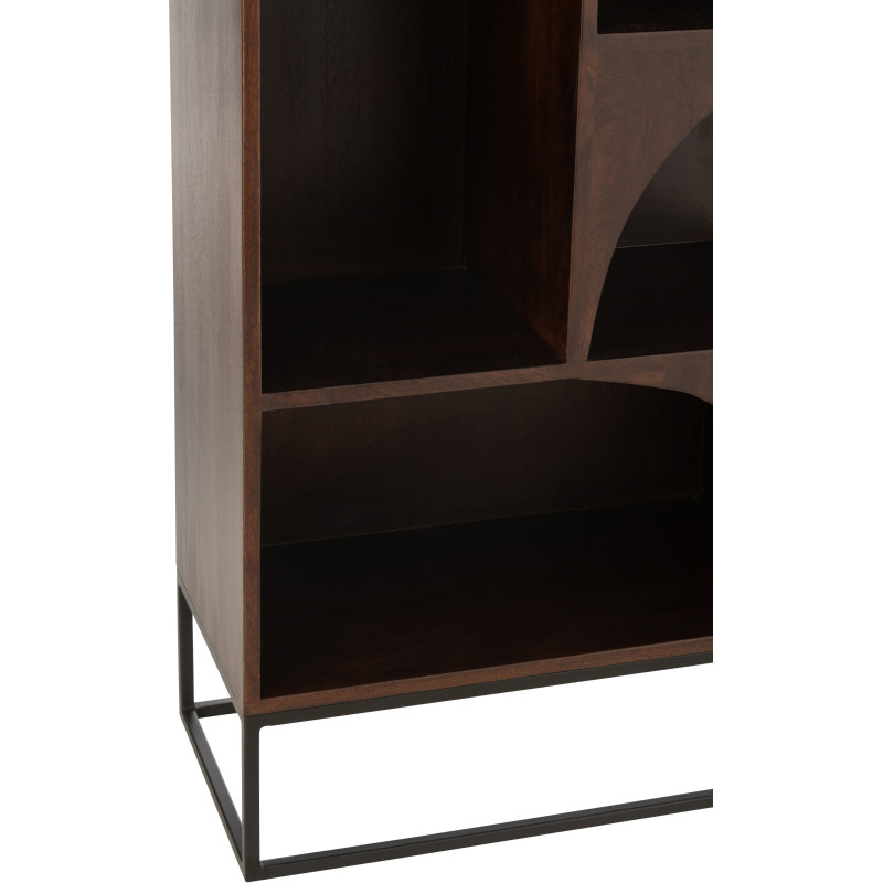 Bibliothèque moderne 1 porte 7 niches en Bois de manguier Marron Métal Noir Mode - 6
