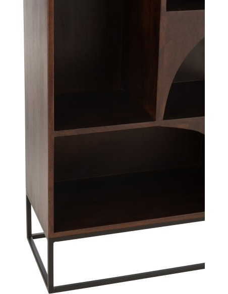 Bibliothèque moderne 1 porte 7 niches en Bois de manguier Marron Métal Noir Mode - 6