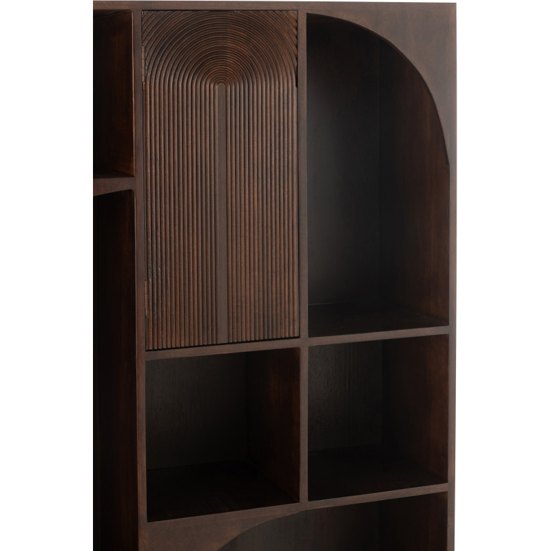 Bibliothèque moderne 1 porte 7 niches en Bois de manguier Marron Métal Noir Mode - 7
