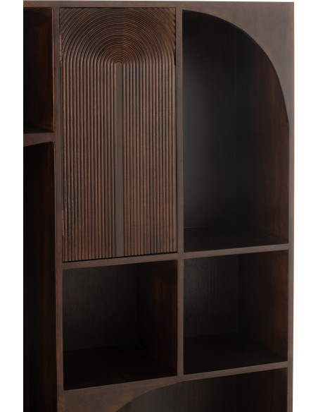 Bibliothèque moderne 1 porte 7 niches en Bois de manguier Marron Métal Noir Mode - 7