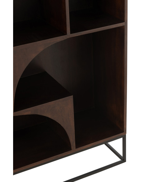 Bibliothèque moderne 1 porte 7 niches en Bois de manguier Marron Métal Noir Mode - 8